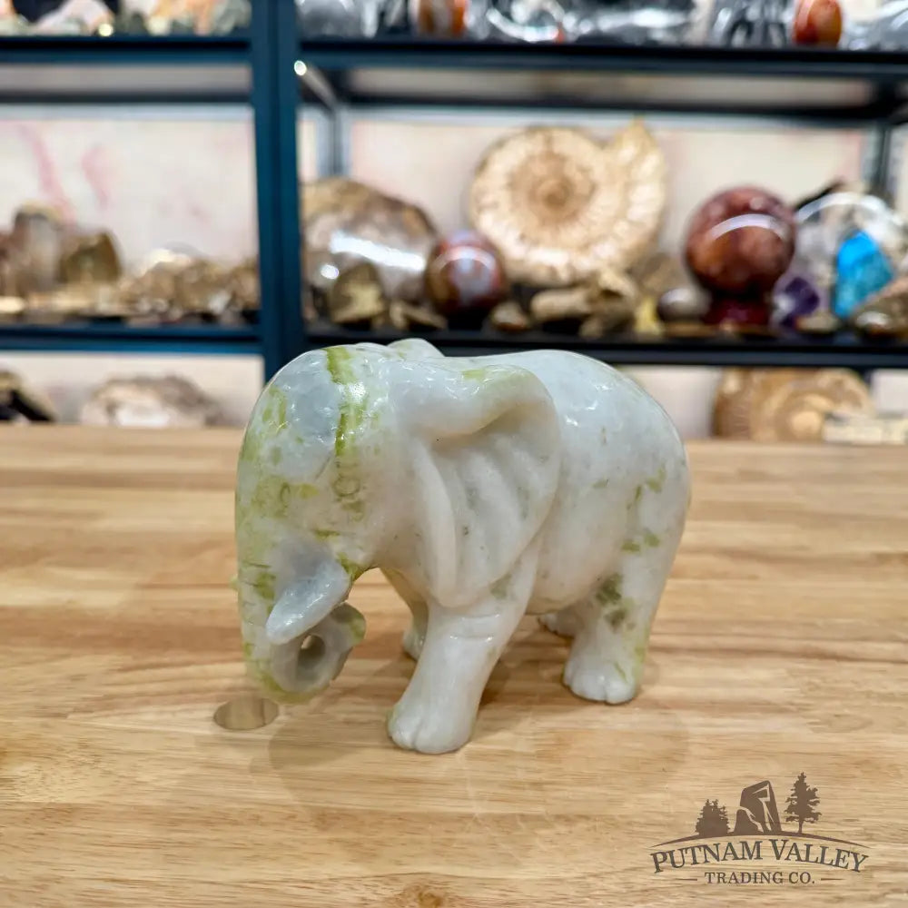 Hand-Carved Lantian Jade Elephant Sculpture