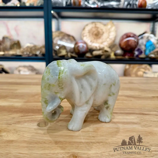 Hand-Carved Lantian Jade Elephant Sculpture