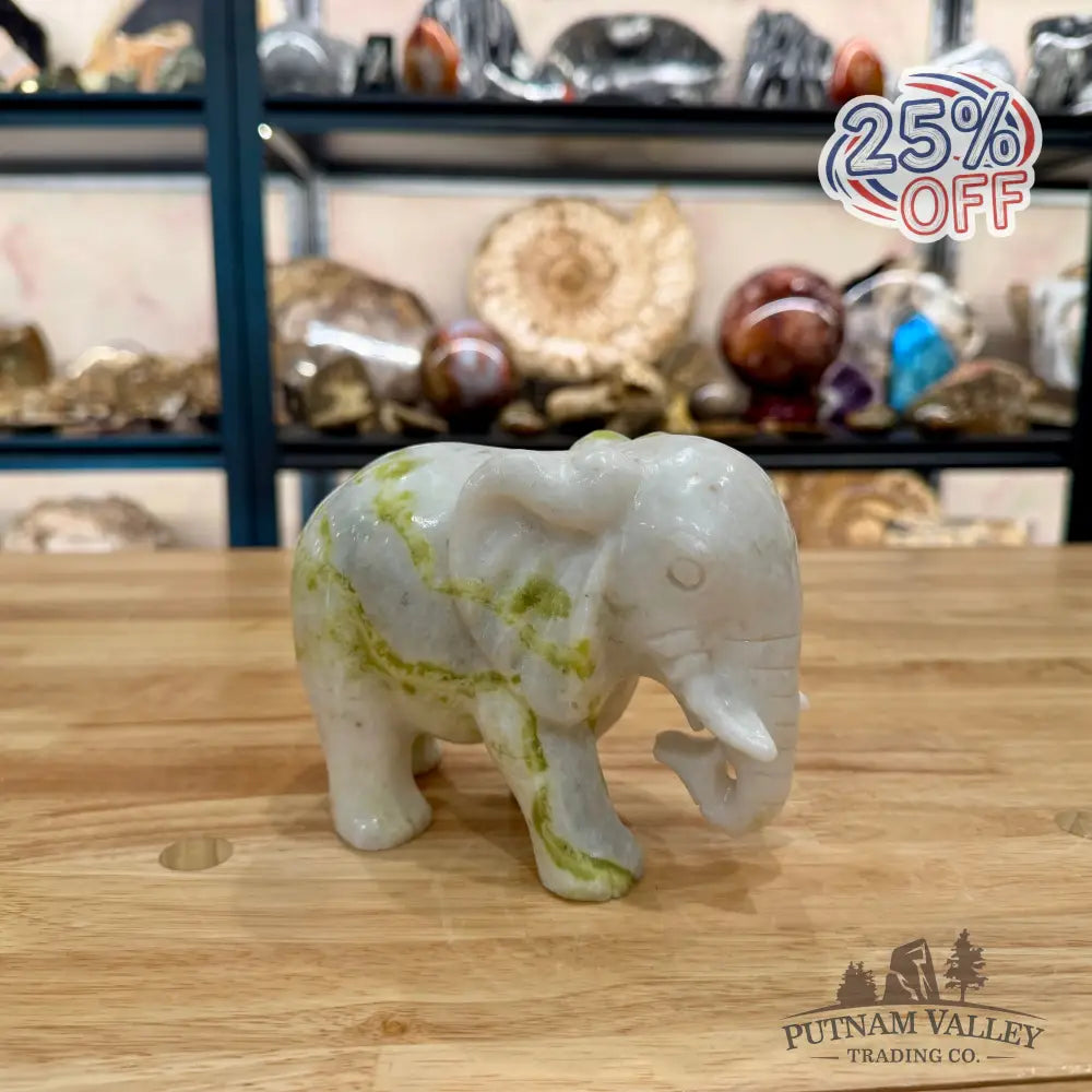 Hand-Carved Lantian Jade Elephant Sculpture