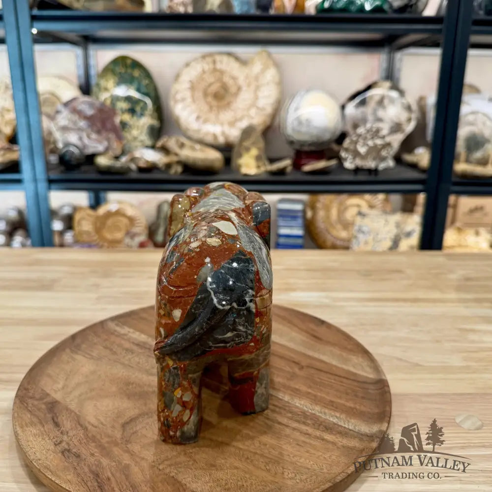 Hand-Carved Longken Jasper Elephant - Sculpture