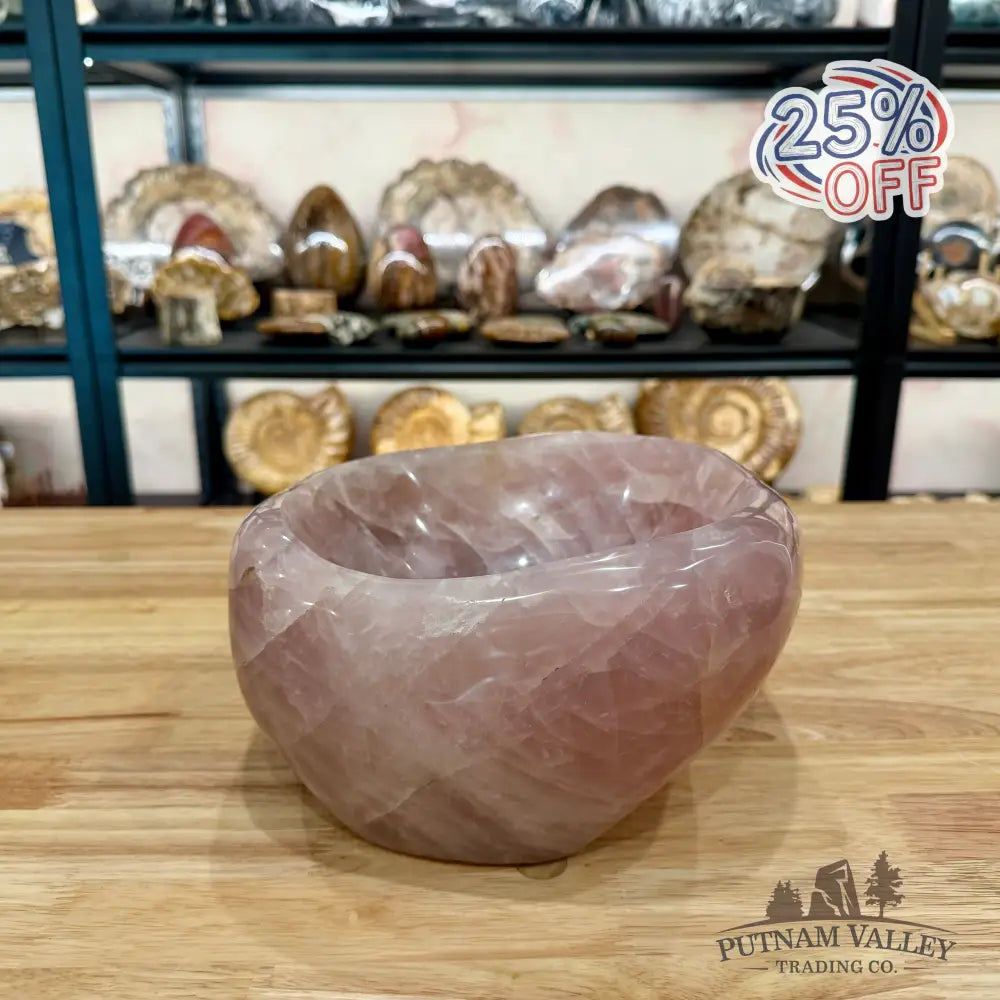 Handcrafted Brazilian Rose Quartz Bowl Bowl