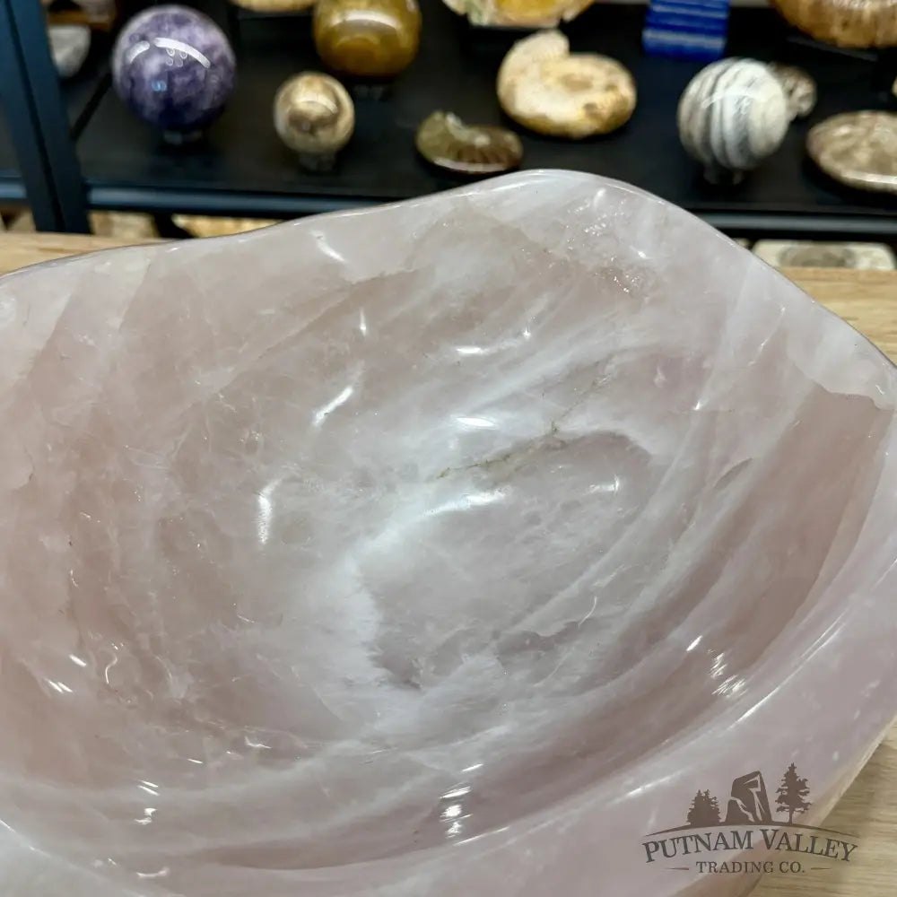 Handcrafted Brazilian Rose Quartz Statement Bowl 14.25’’ - Bowl