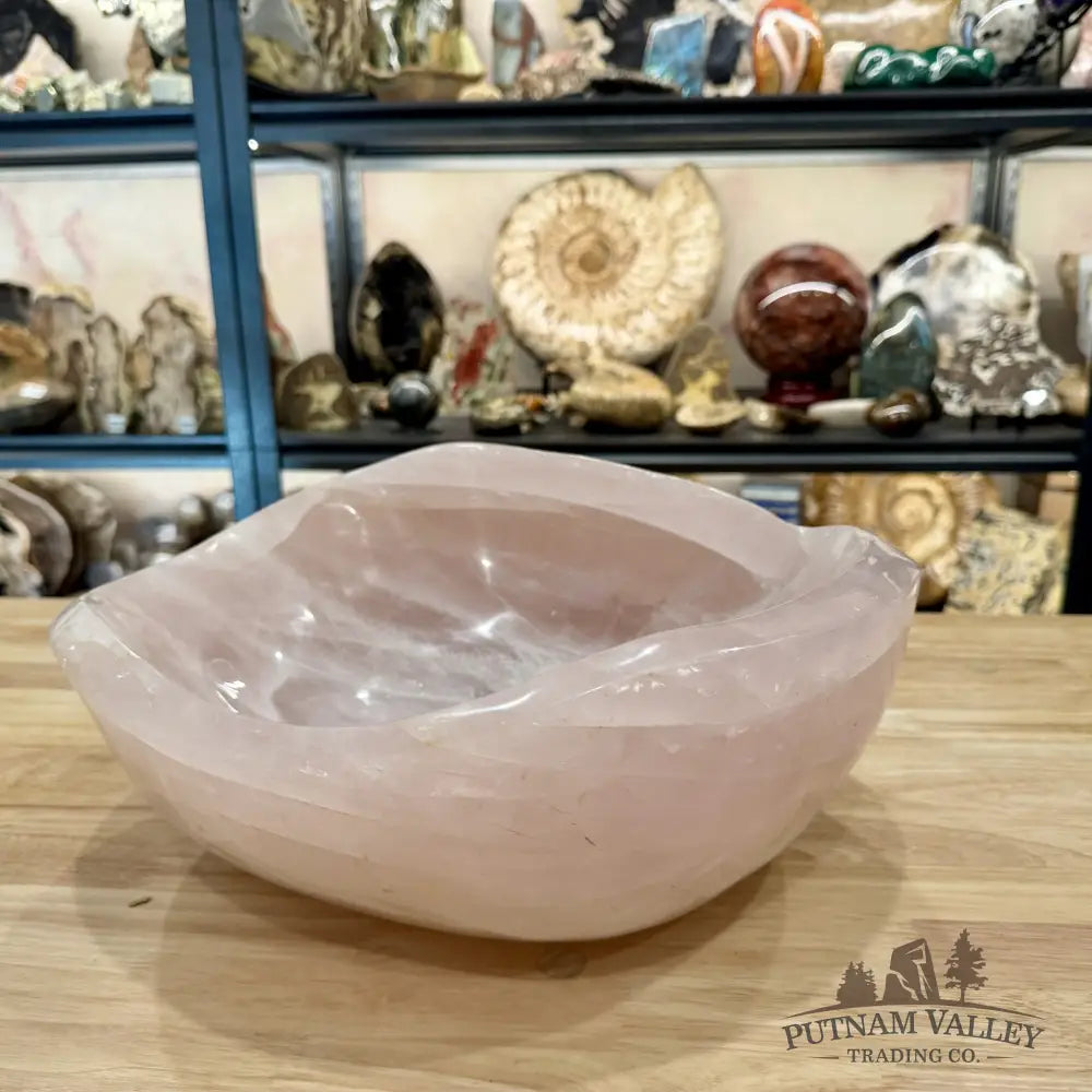 Handcrafted Brazilian Rose Quartz Statement Bowl 14.25’’ - Bowl