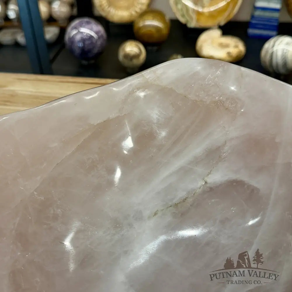 Handcrafted Brazilian Rose Quartz Statement Bowl 14.25’’ - Bowl