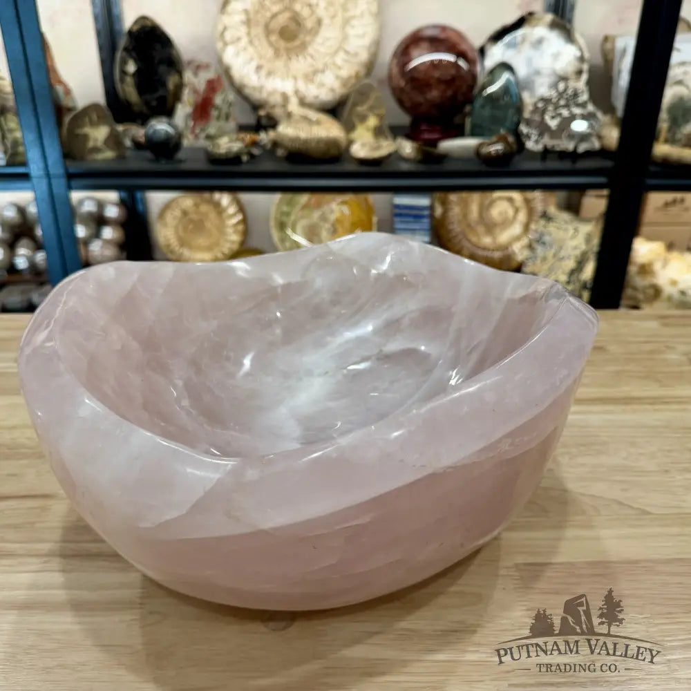 Handcrafted Brazilian Rose Quartz Statement Bowl 14.25’’ - Bowl