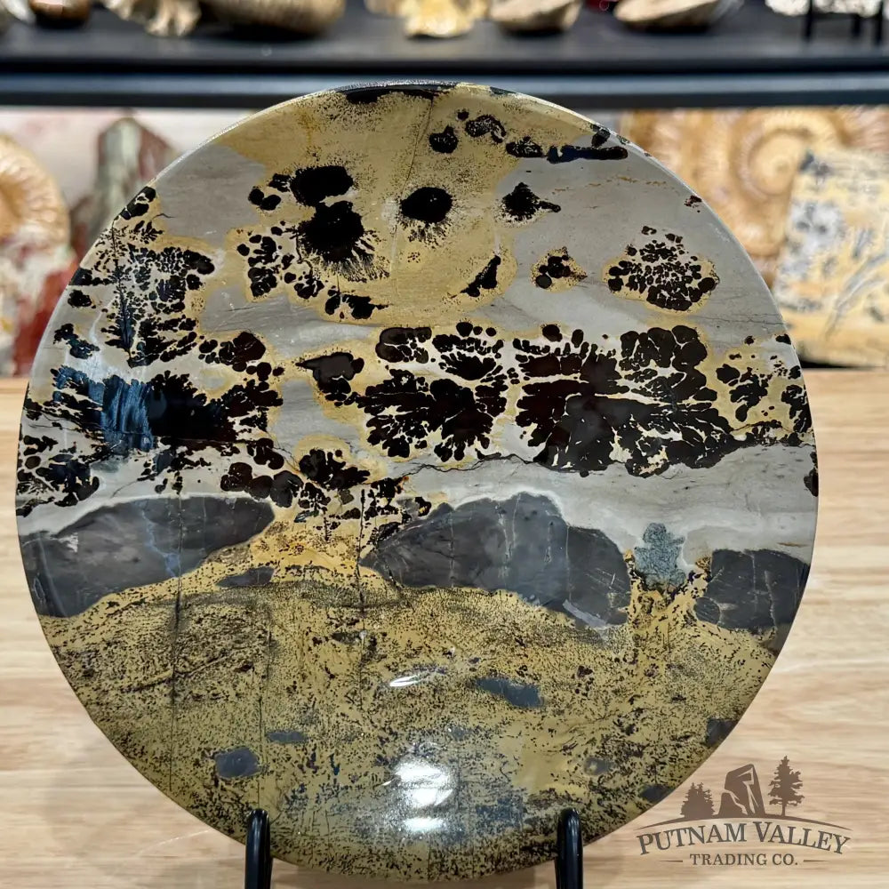 Handcrafted Chinese Picture Jasper Round Plate 7.8’’ - Plate