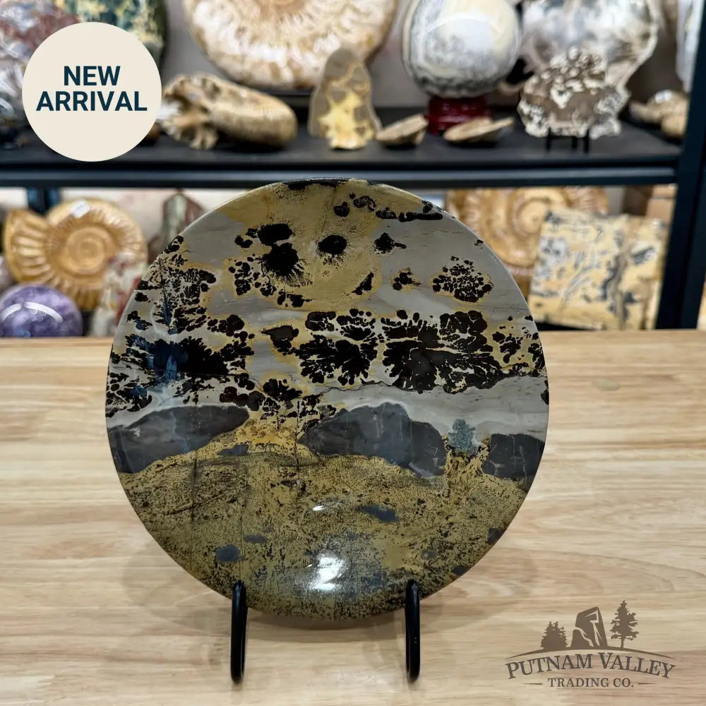 Handcrafted Chinese Picture Jasper Round Plate 7.8’’ - Plate