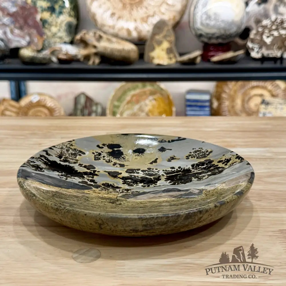 Handcrafted Chinese Picture Jasper Round Plate 7.8’’ - Plate