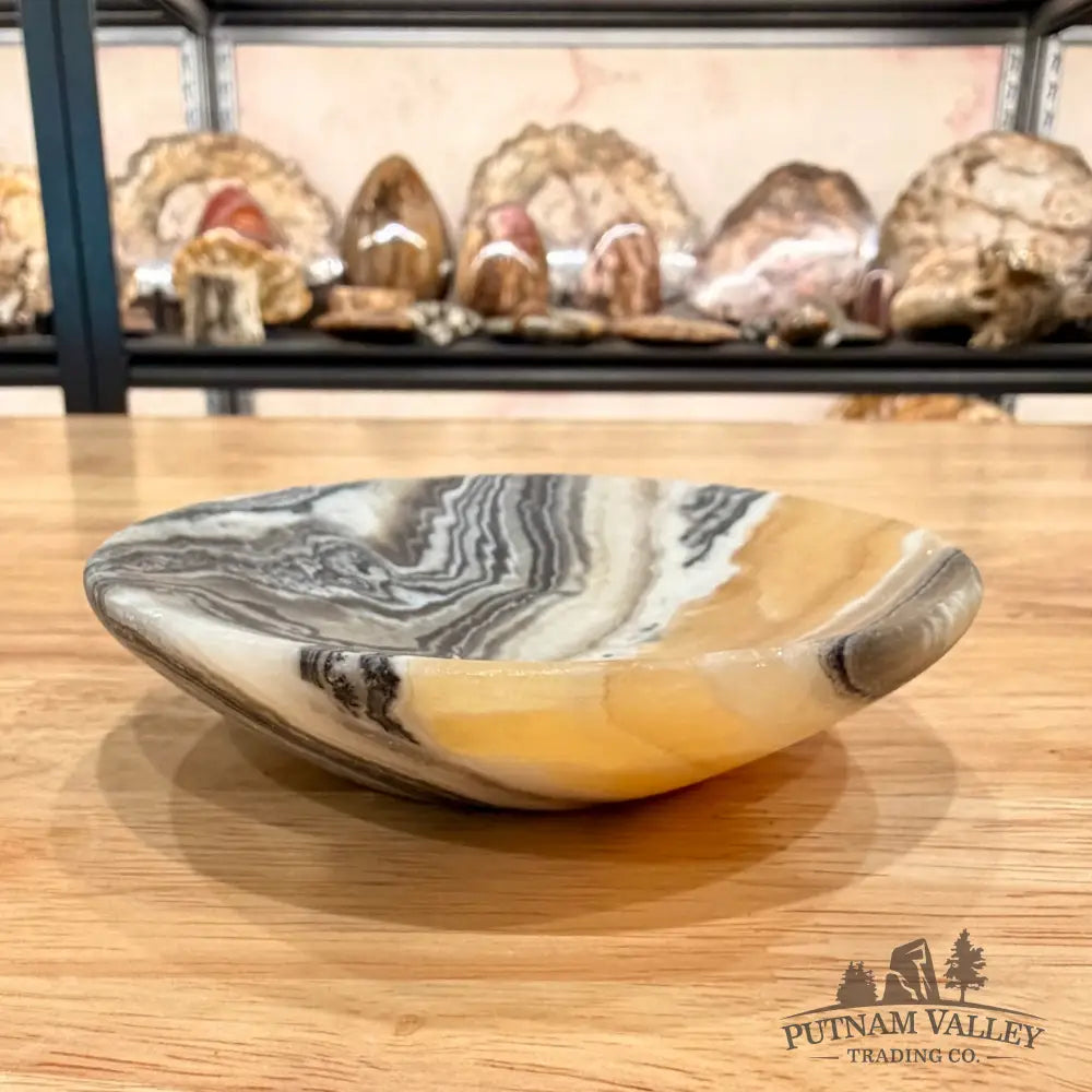 Handcrafted Mexican Zebra Onyx Dish 4.43’’ Plate