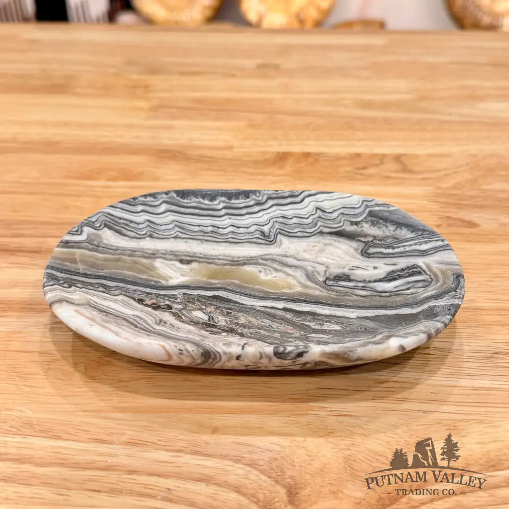 Handcrafted Mexican Zebra Onyx Dish 6.58’’ Plate