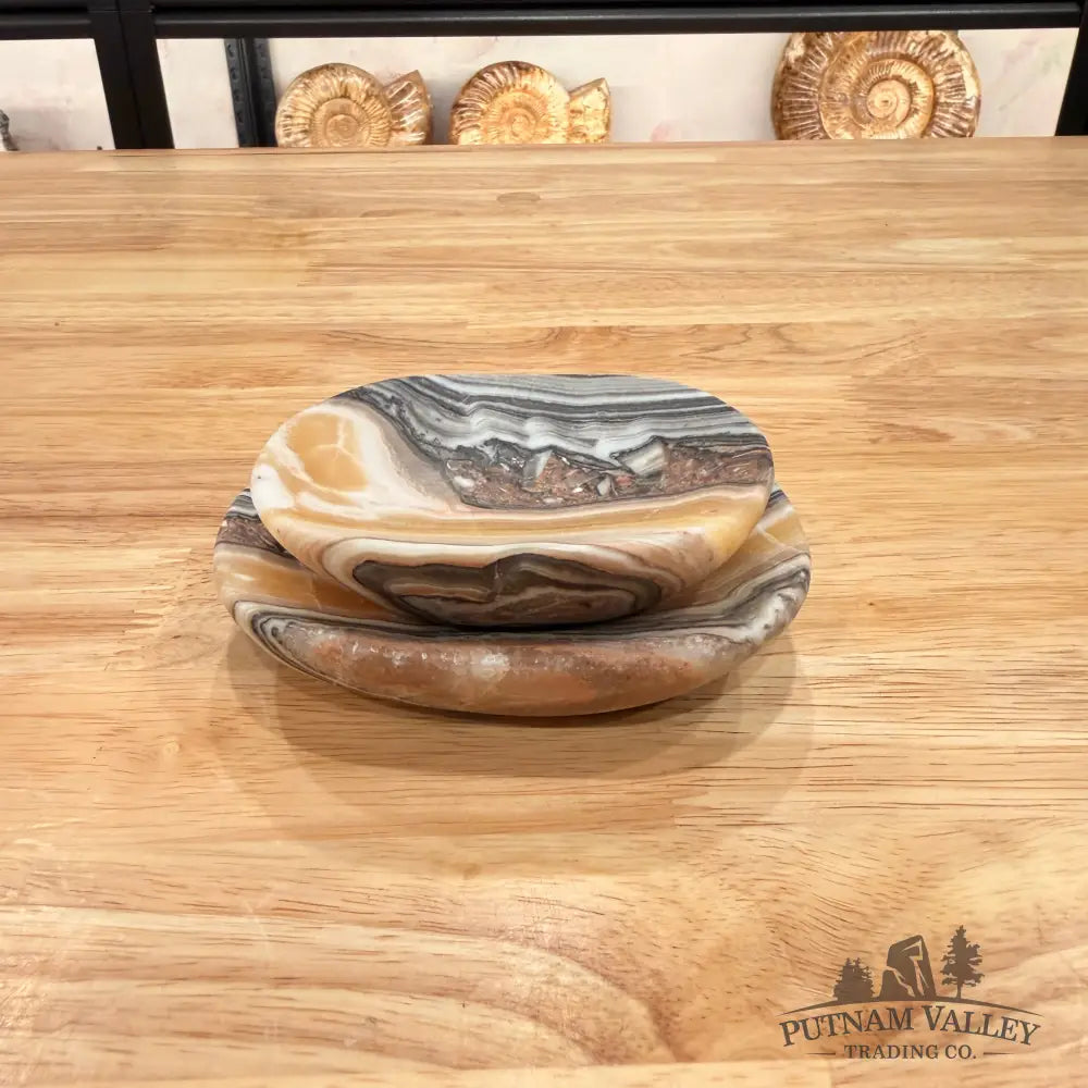 Handcrafted Mexican Zebra Onyx Dish Set 4.35’’ Plate