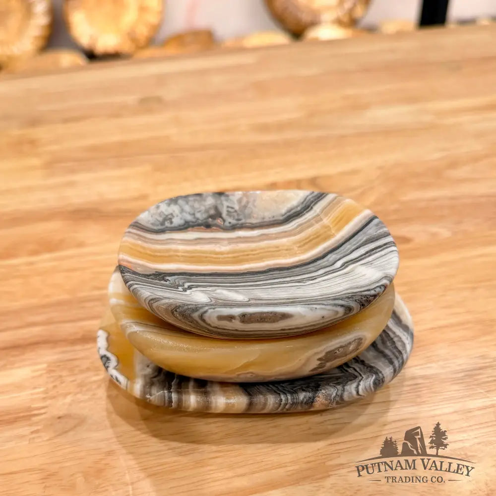 Handcrafted Mexican Zebra Onyx Dish Set 4.87’’ Plate