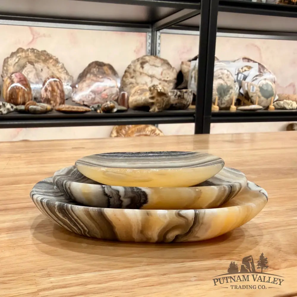 Handcrafted Mexican Zebra Onyx Dish Set 5.61’’ Plate