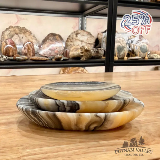 Handcrafted Mexican Zebra Onyx Dish Set 5.61’’ Plate