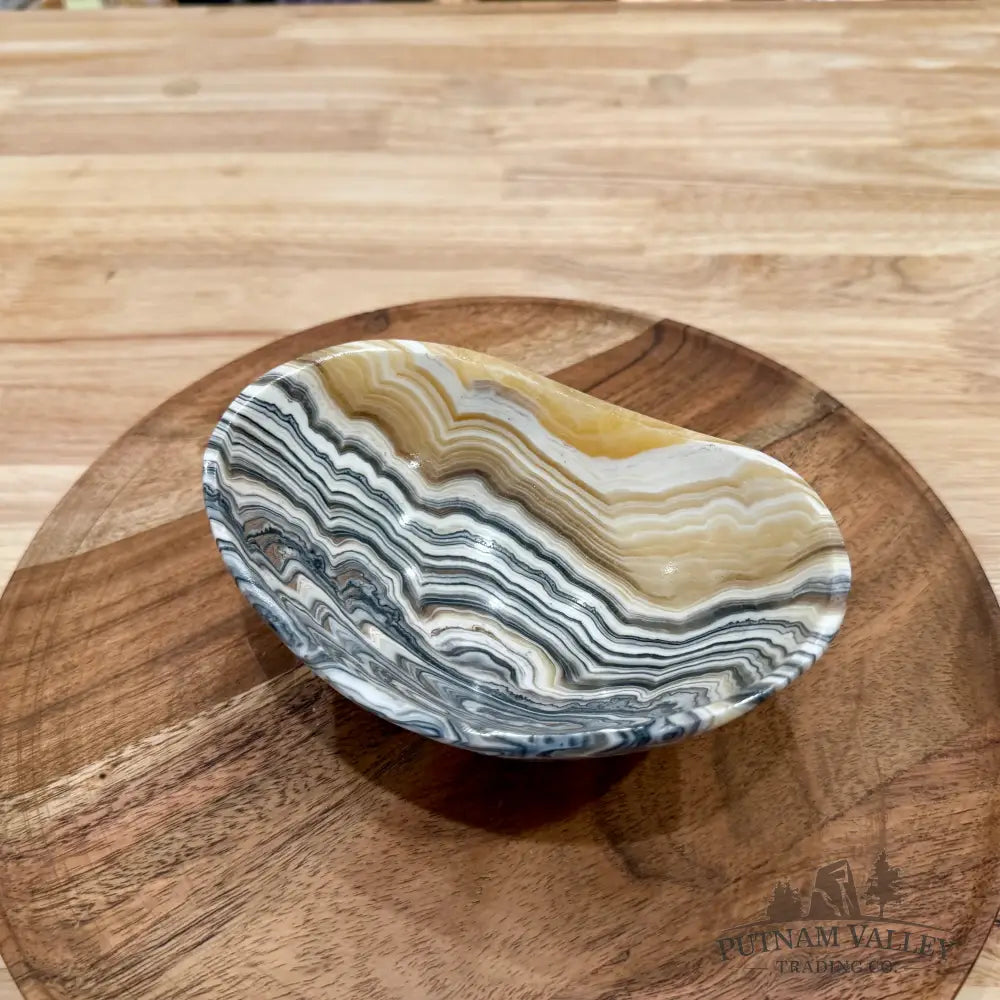 Handcrafted Mexican Zebra Onyx Oval Bowl 6’’ - Bowl