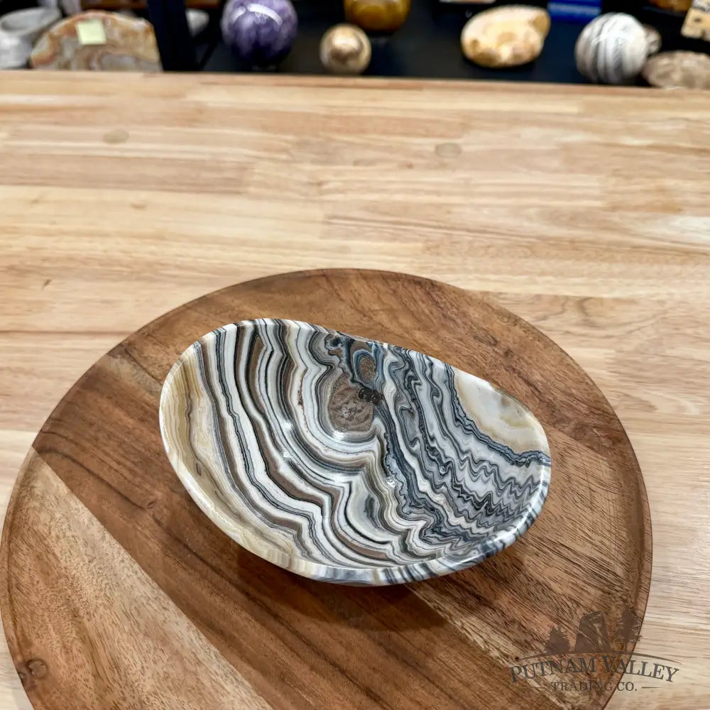 Handcrafted Mexican Zebra Onyx Oval Bowl 6’’ - Bowl
