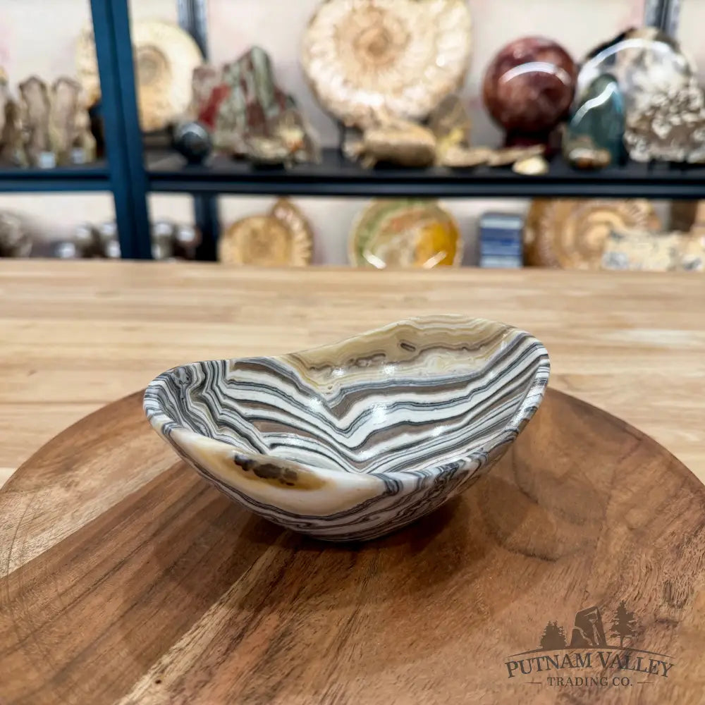 Handcrafted Mexican Zebra Onyx Oval Bowl 6’’ - Bowl