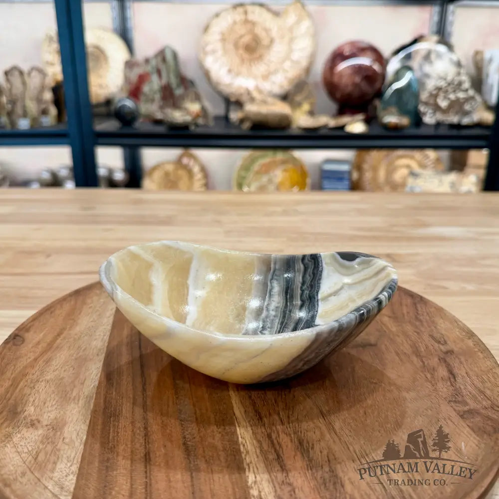 Handcrafted Mexican Zebra Onyx Oval Bowl 6’’ - Bowl