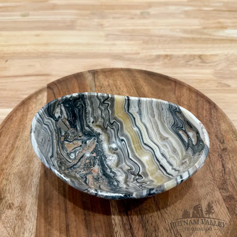 Handcrafted Mexican Zebra Onyx Oval Bowl 6’’ - Bowl