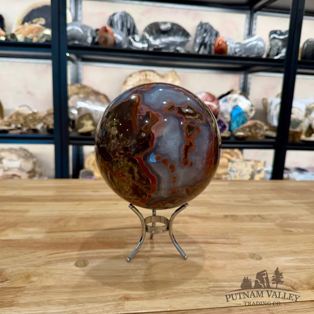 Heavy-Duty Metal Sphere Stand | Gunmetal or Silver Display Stands