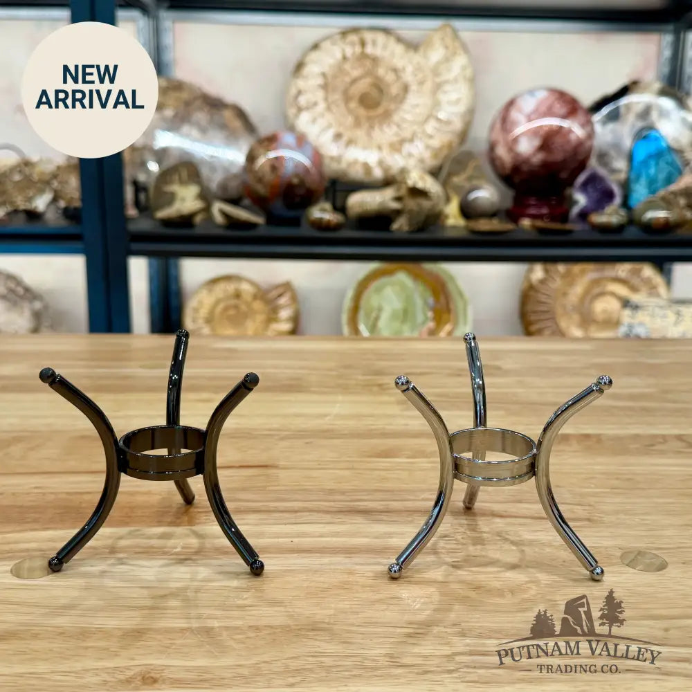 Heavy-Duty Metal Sphere Stand | Gunmetal or Silver Display Stands