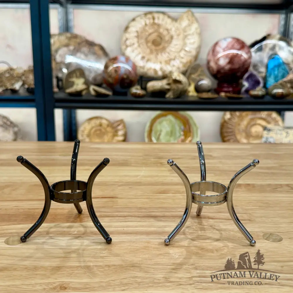 Heavy-Duty Metal Sphere Stand | Gunmetal or Silver Display Stands