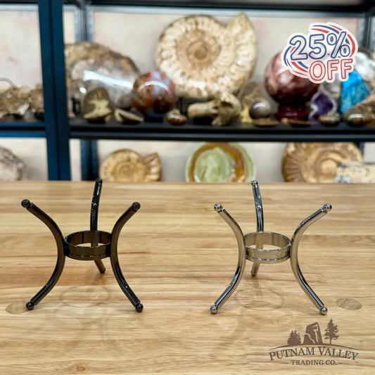 Heavy-Duty Metal Sphere Stand | Gunmetal or Silver Display Stands