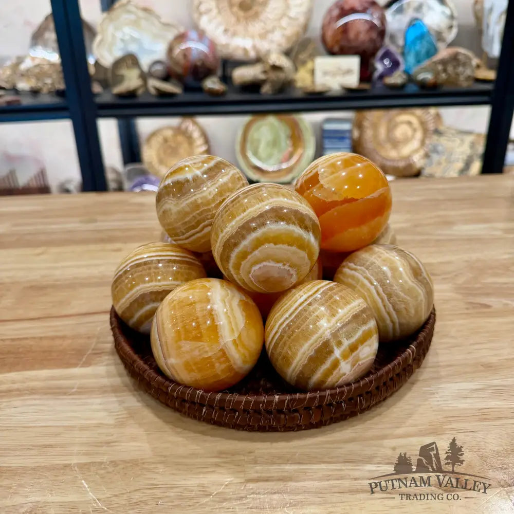 Honey Calcite Spheres - Bowl