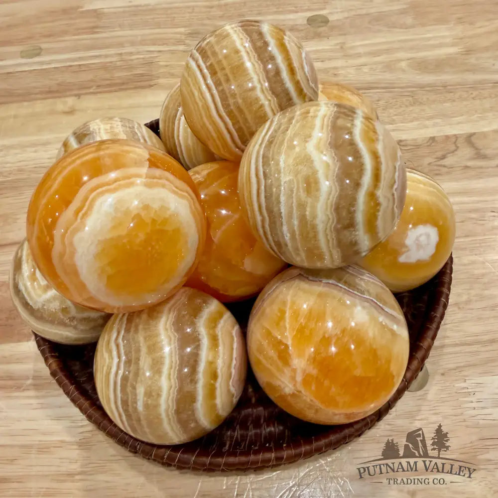 Honey Calcite Spheres - Bowl
