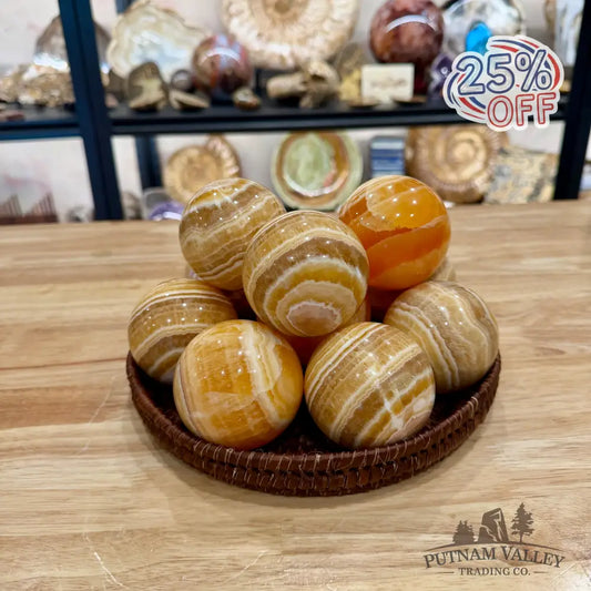 Honey Calcite Spheres - Bowl