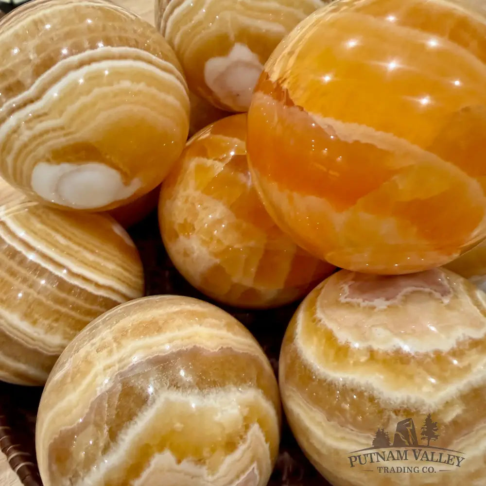 Honey Calcite Spheres - Bowl