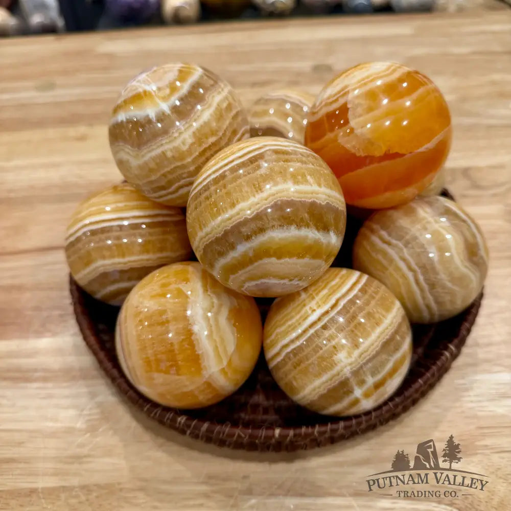 Honey Calcite Spheres - Bowl