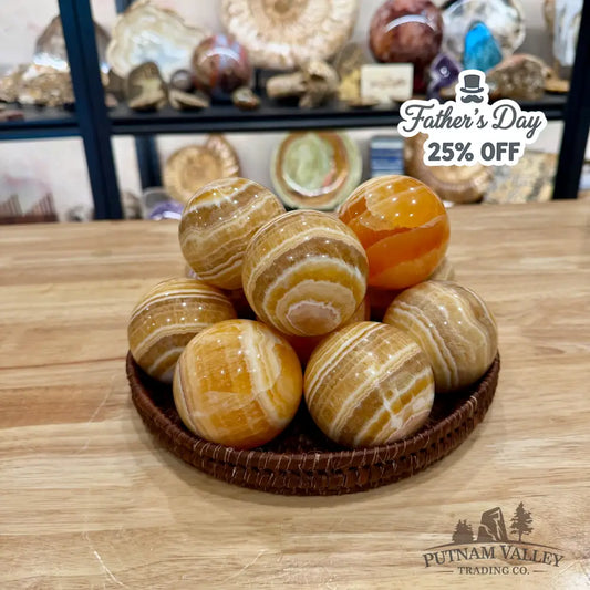 Honey Calcite Spheres - Bowl
