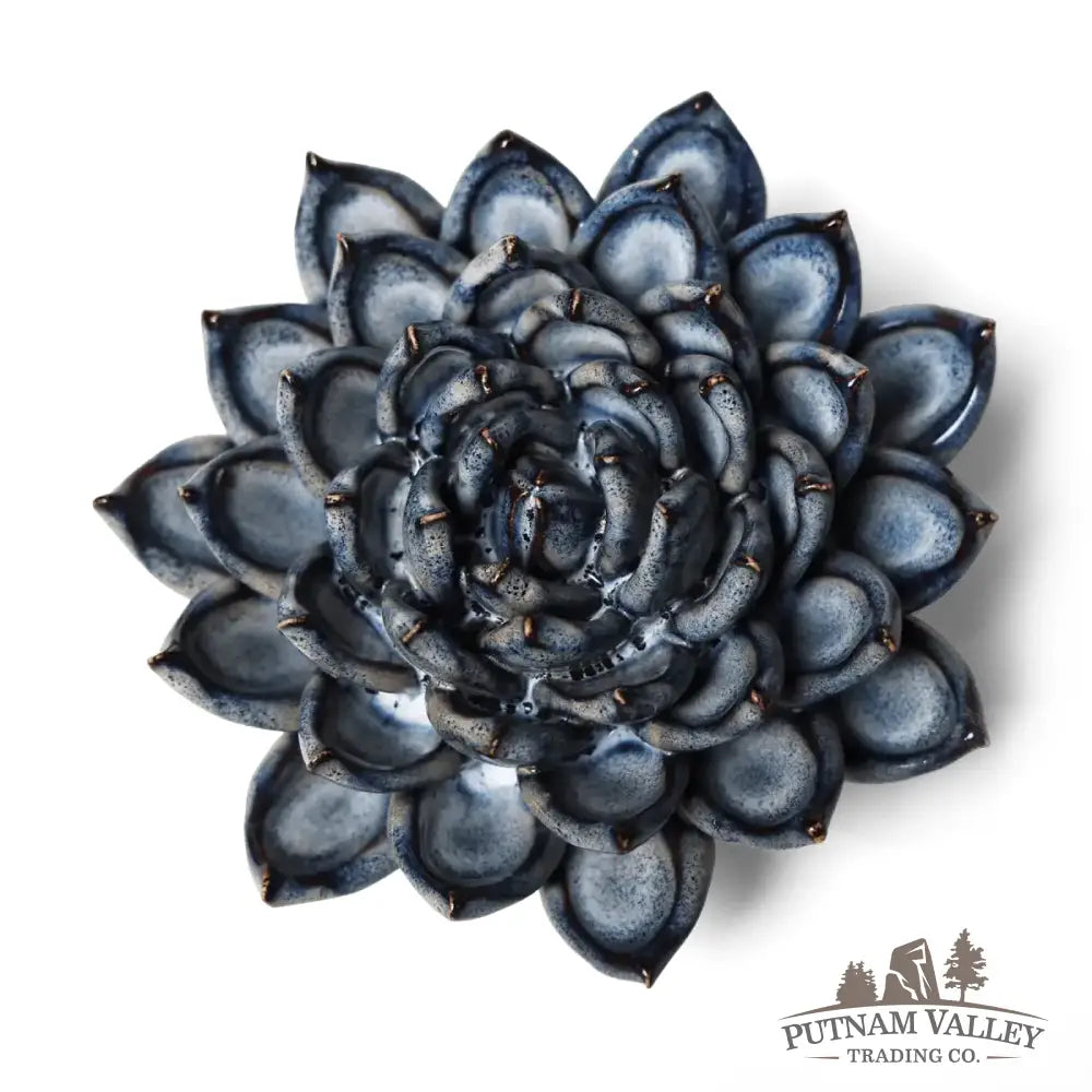 Ceramic Flower Wall Art Succulent Blue 6 Accent