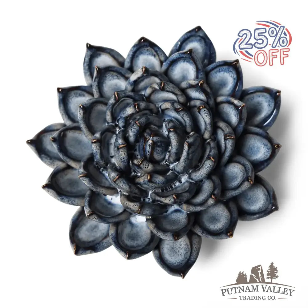 Ceramic Flower Wall Art Succulent Blue 6 Accent