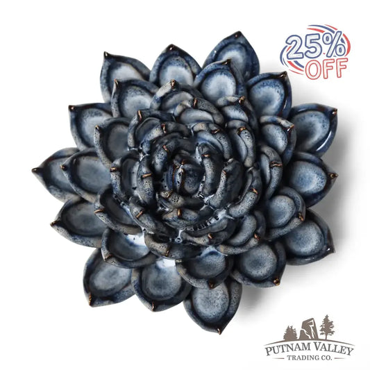 Ceramic Flower Wall Art Succulent Blue 6 Accent
