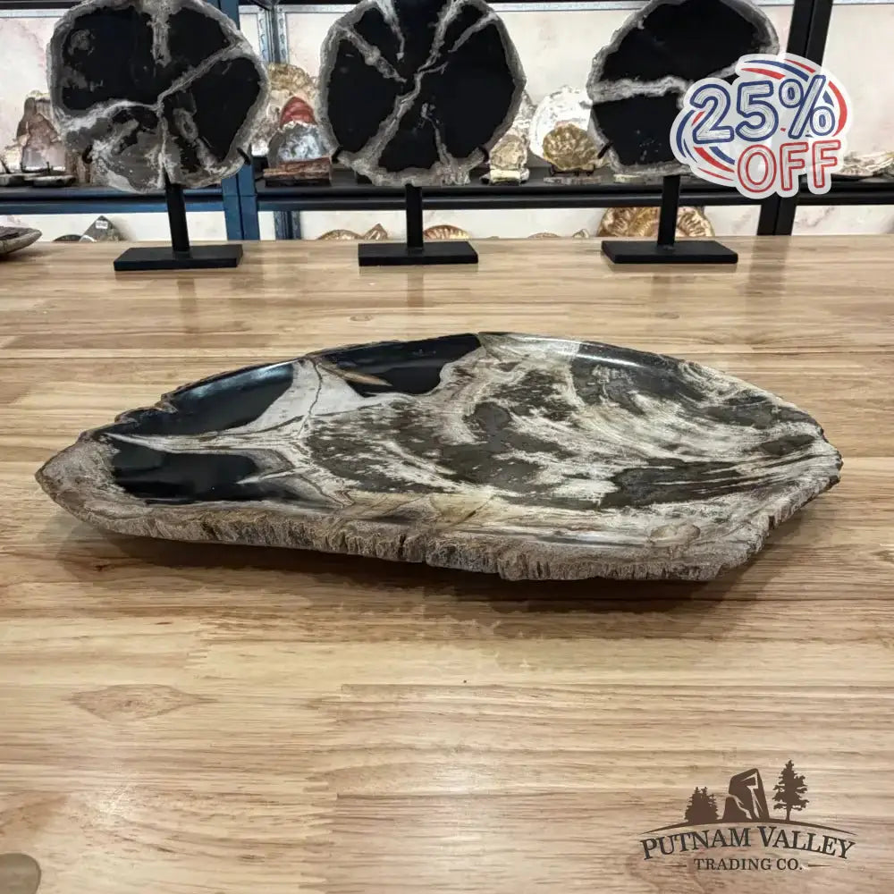 Genuine Indonesian Petrified Wood Rustic Serving Platter - Putnam Valley Trading Co.