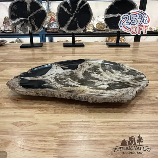 Genuine Indonesian Petrified Wood Rustic Serving Platter - Putnam Valley Trading Co.