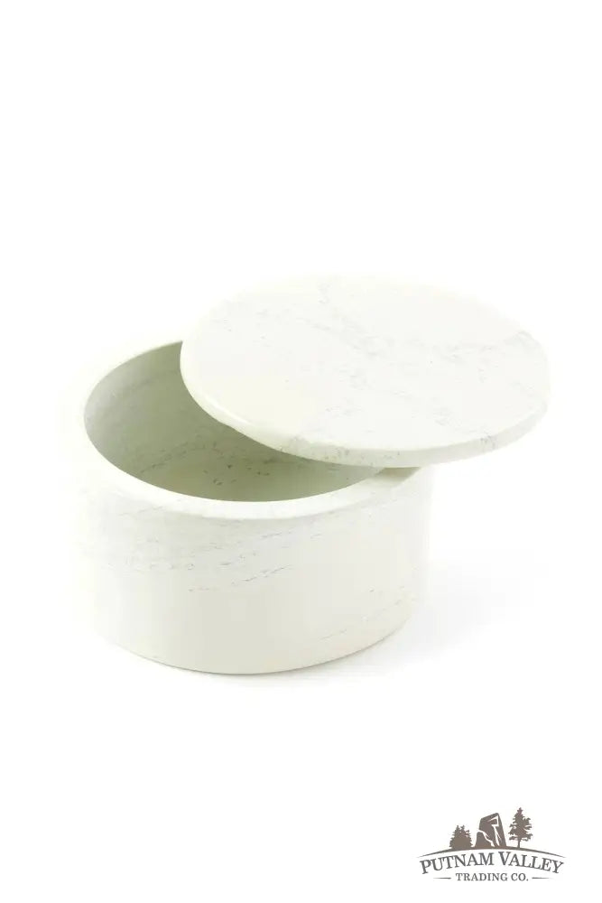 Natural Soapstone Round Storage Box