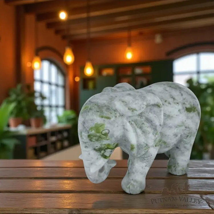 Lantian Jade Elephant Sculpture