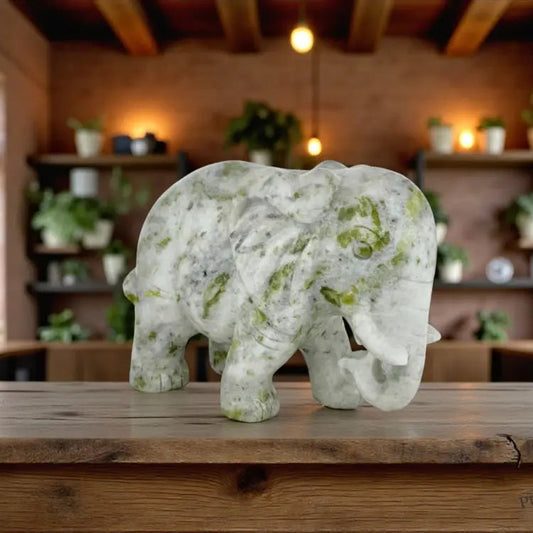 Lantian Jade Elephant Sculpture