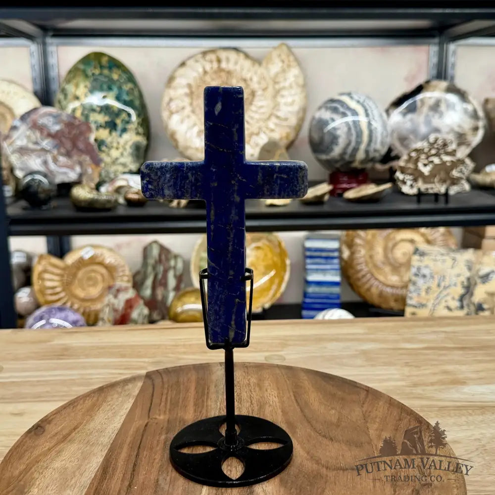 Lapis Lazuli Cross + Stand 9’’ - Free Standing Accent