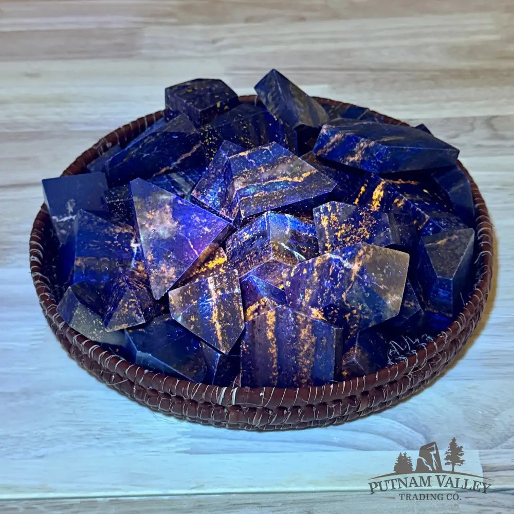 Lapis Lazuli Polished Freeforms (1 lb), UV Reactive Glow - Tumbled Stone