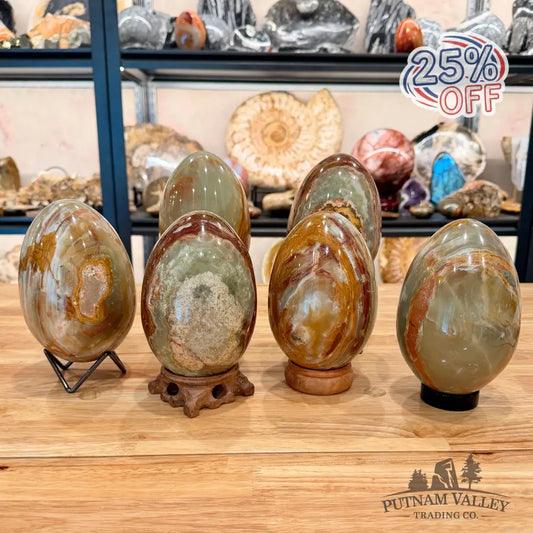 Green Banded Calcite Egg 6.5’’-6.8’’ - Egg