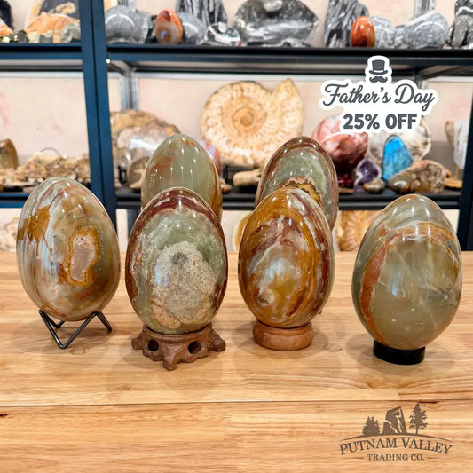 Green Banded Calcite Egg 6.5’’-6.8’’ - Egg