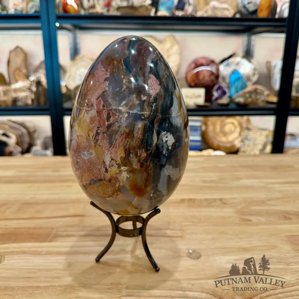 Madagascar Ocean Jasper Egg 8.02’’ + Stand - Egg