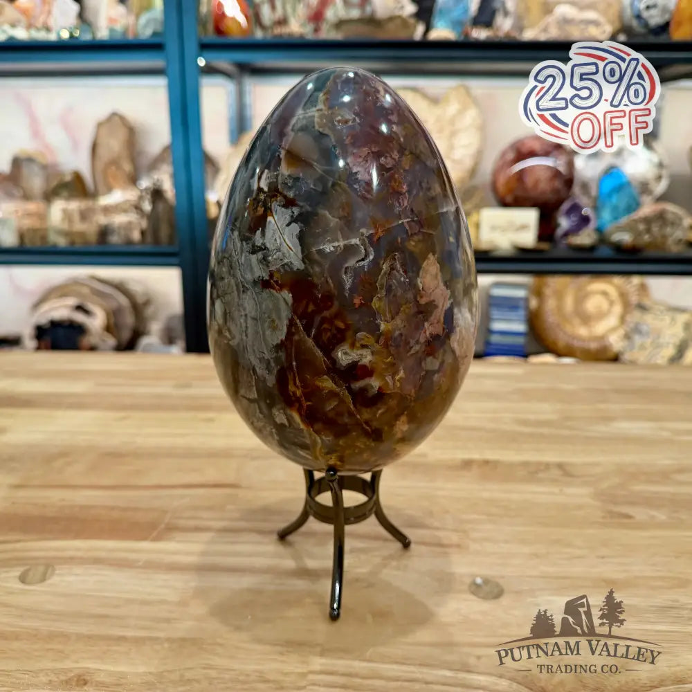 Madagascar Ocean Jasper Egg 8.02’’ + Stand - Egg