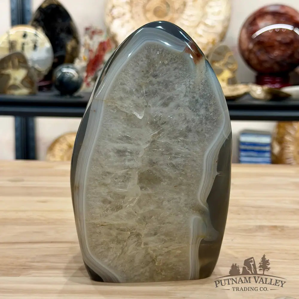 Madagascar Polished Agate Table Accent with Quartz Center 7.6’’ - Accent