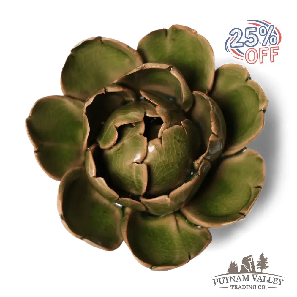 Ceramic Flower Wall Art Peony Green 12 Accent