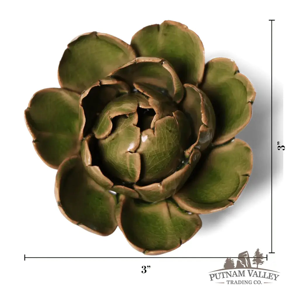 Ceramic Flower Wall Art Peony Green 12 Accent